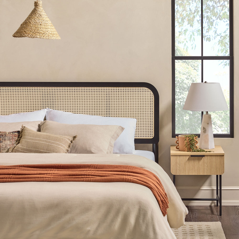 
                      
                        Neru Boho Curved Rattan-Headboard Bed Collection (Queen or King)
                      
                    