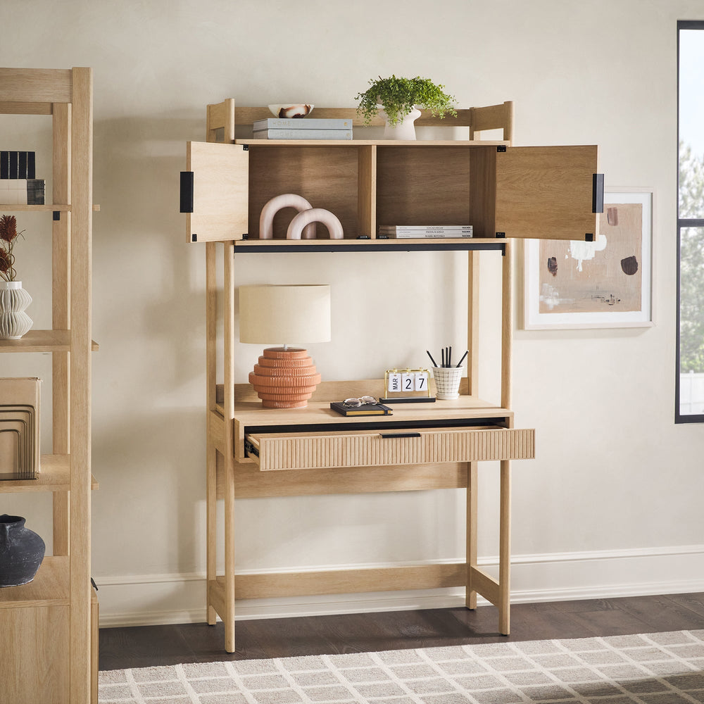 
                      
                        Holmes Modern Scandinavian Reeded Writing Desk with USB
                      
                    