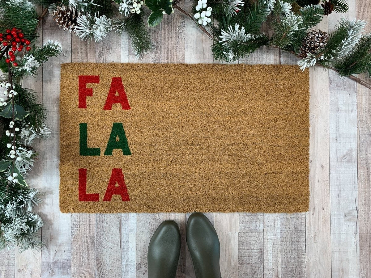 Nickel Designs Custom Doormats FA LA LA Christmas Doormat