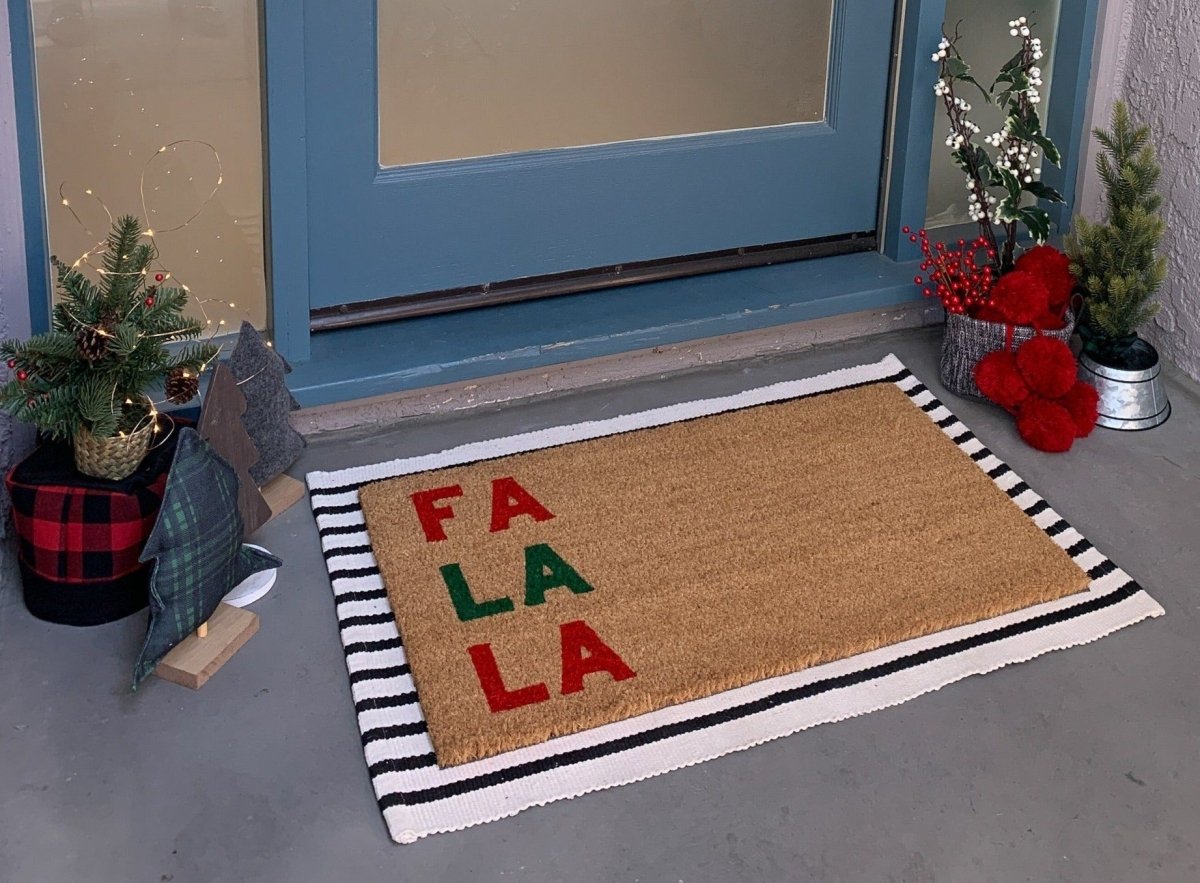 Nickel Designs Custom Doormats FA LA LA Christmas Doormat