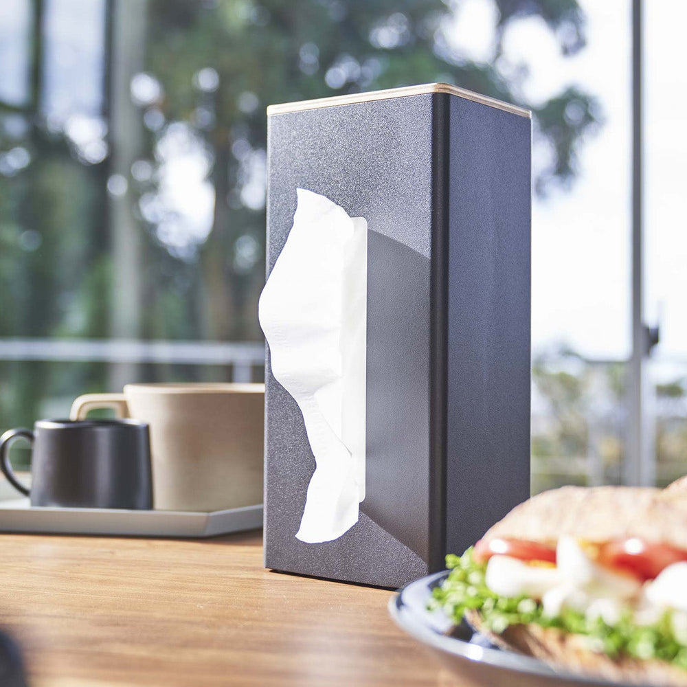 
                      
                        Two-Sided Steel & Wood Tissue Case
                      
                    