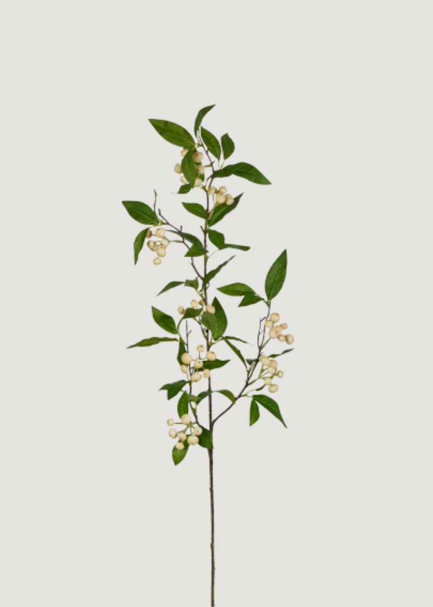 Afloral Fake Berry Branch in Cream - 34" - lily & onyx