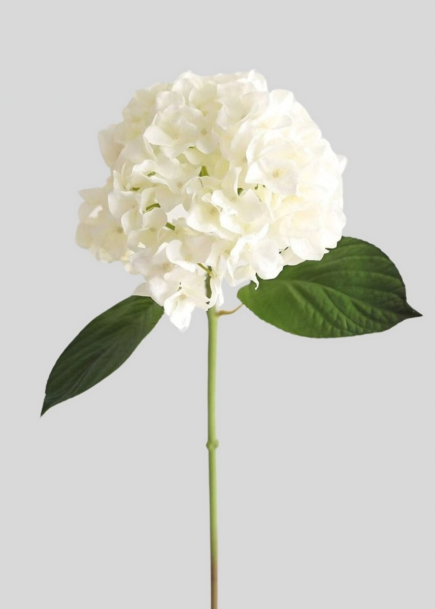 Afloral Fake Flowers Real Touch Hydrangea Stem in Talc White, 18" - lily & onyx