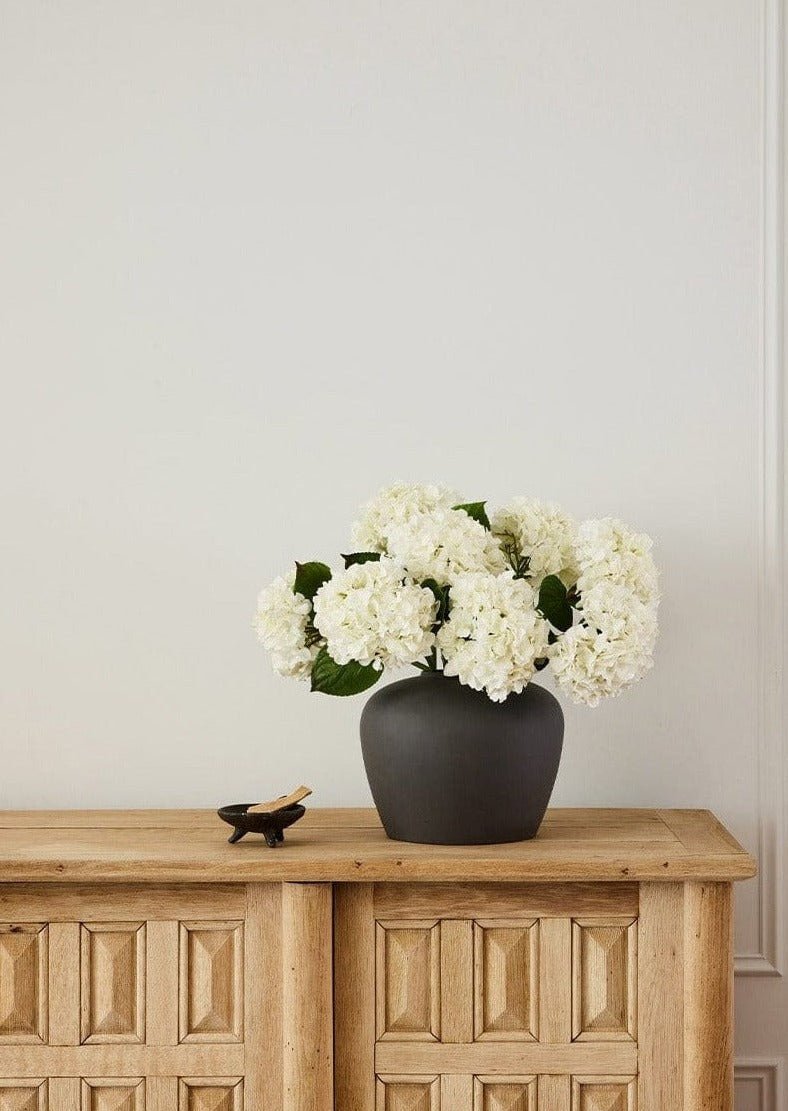 Afloral Fake Flowers Real Touch Hydrangea Stem in Talc White, 18