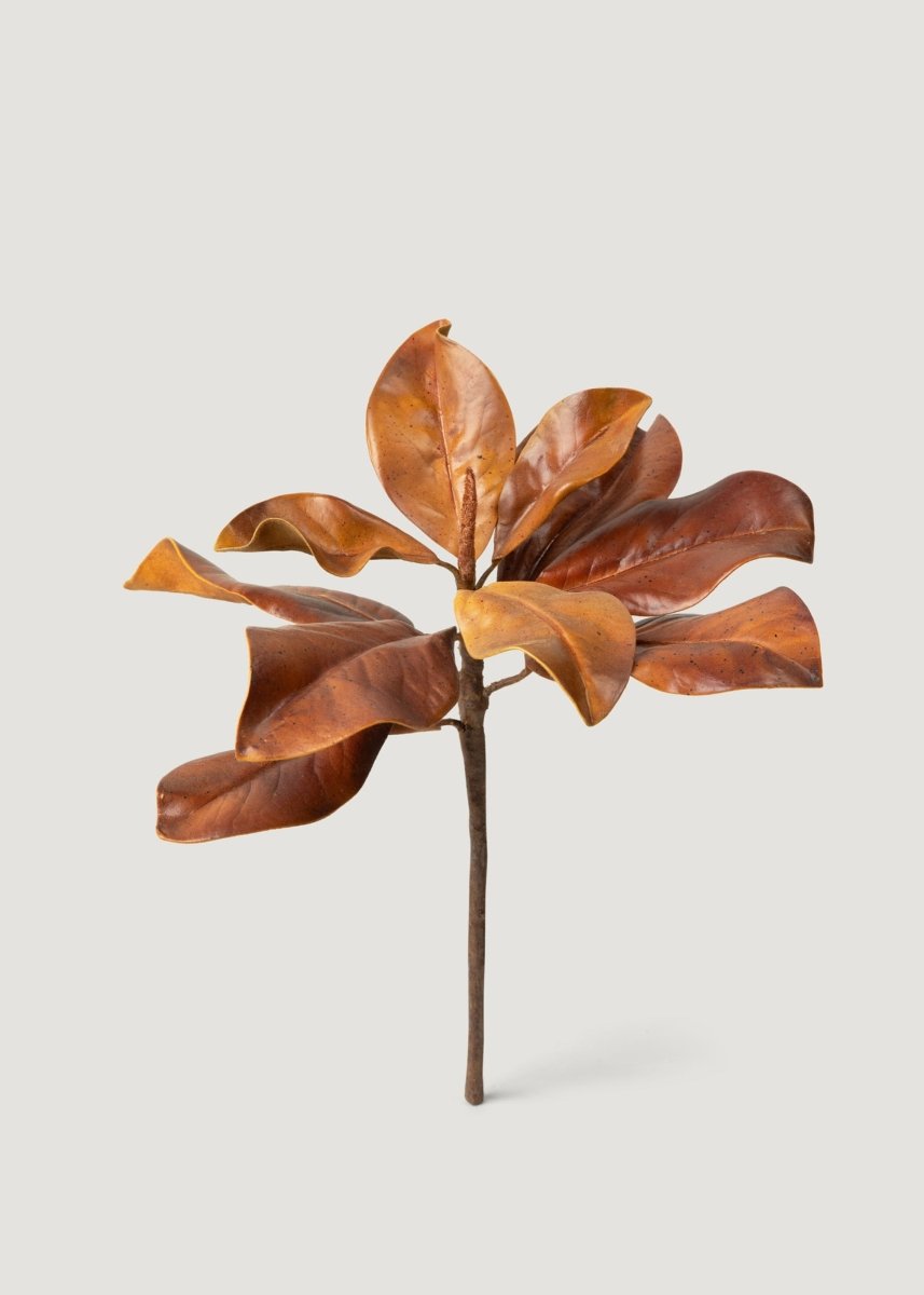 Afloral Fall Brown Natural Touch Faux Magnolia Leaf Pick - 12.5