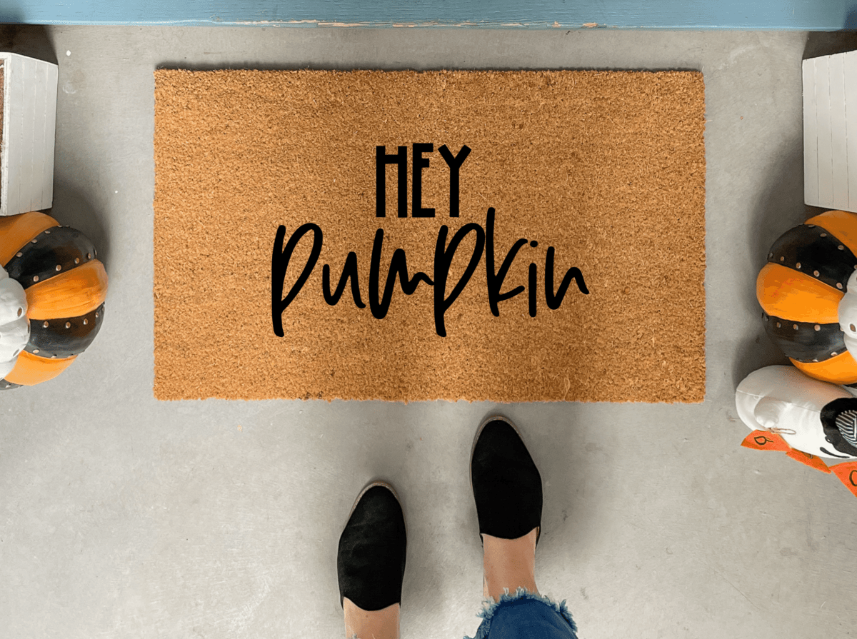 Nickel Designs Custom Doormats Fall Doormat, Hey Pumpkin