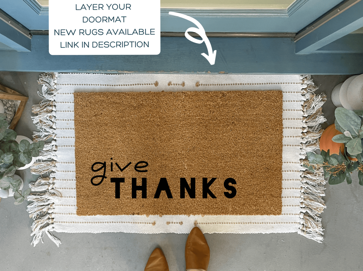Nickel Designs Custom Doormats Fall Front Door Mat, Give Thanks