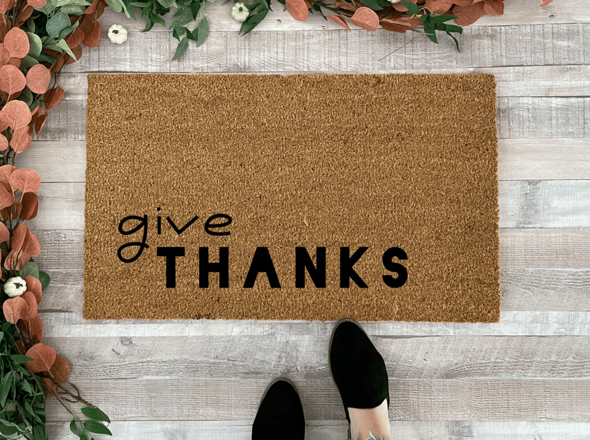 Nickel Designs Custom Doormats Fall Front Door Mat, Give Thanks
