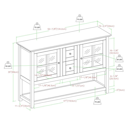 Walker Edison Farmhouse Wood and Glass Buffet - lily & onyx