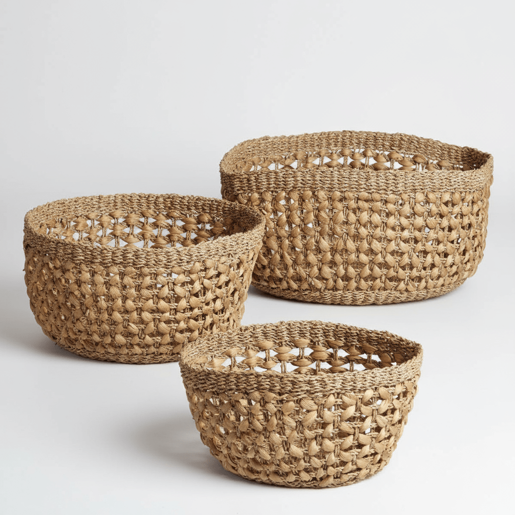 texxture Fasano Woven Water Hyacinth Basket, Set of 3