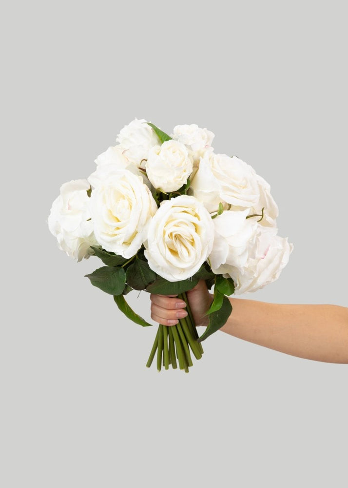 Afloral Faux - Ever Rose Bouquet in Cream White - 12" - lily & onyx