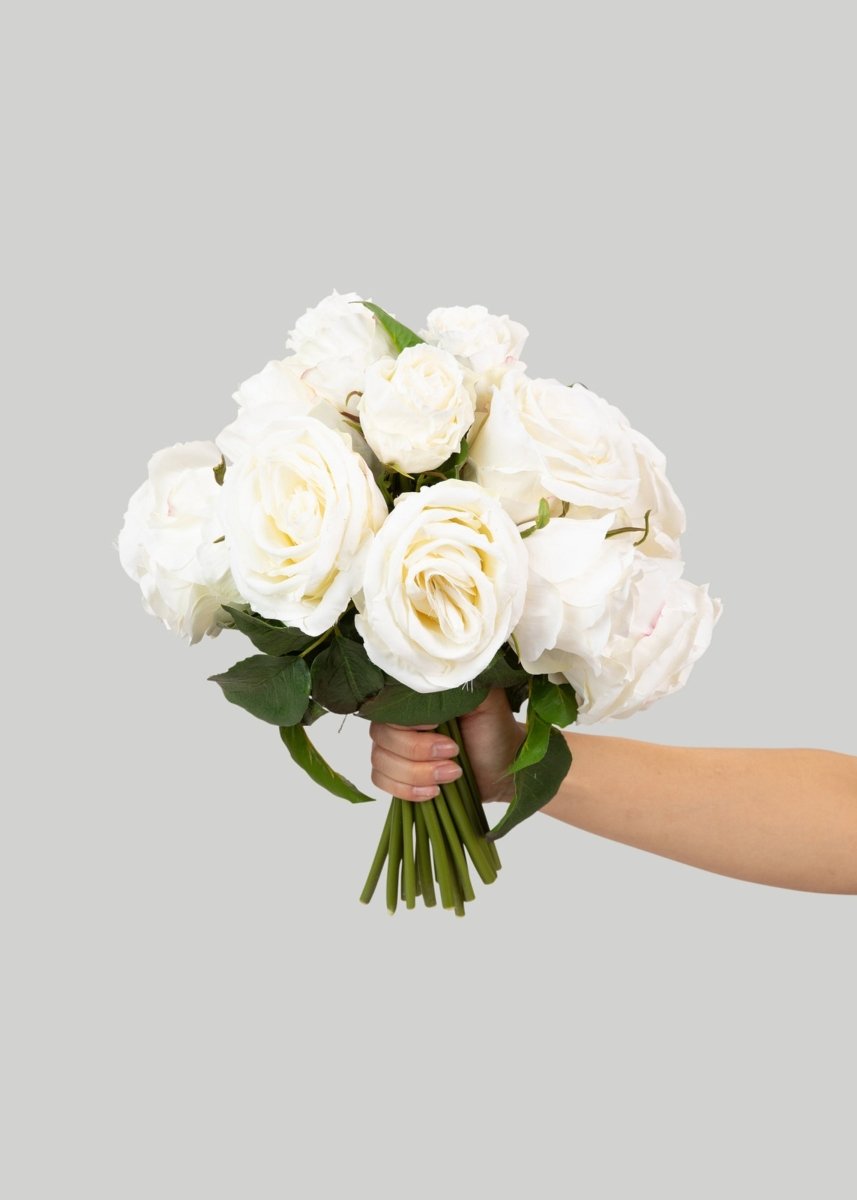 Afloral Faux - Ever Rose Bouquet in Cream White - 12" - lily & onyx