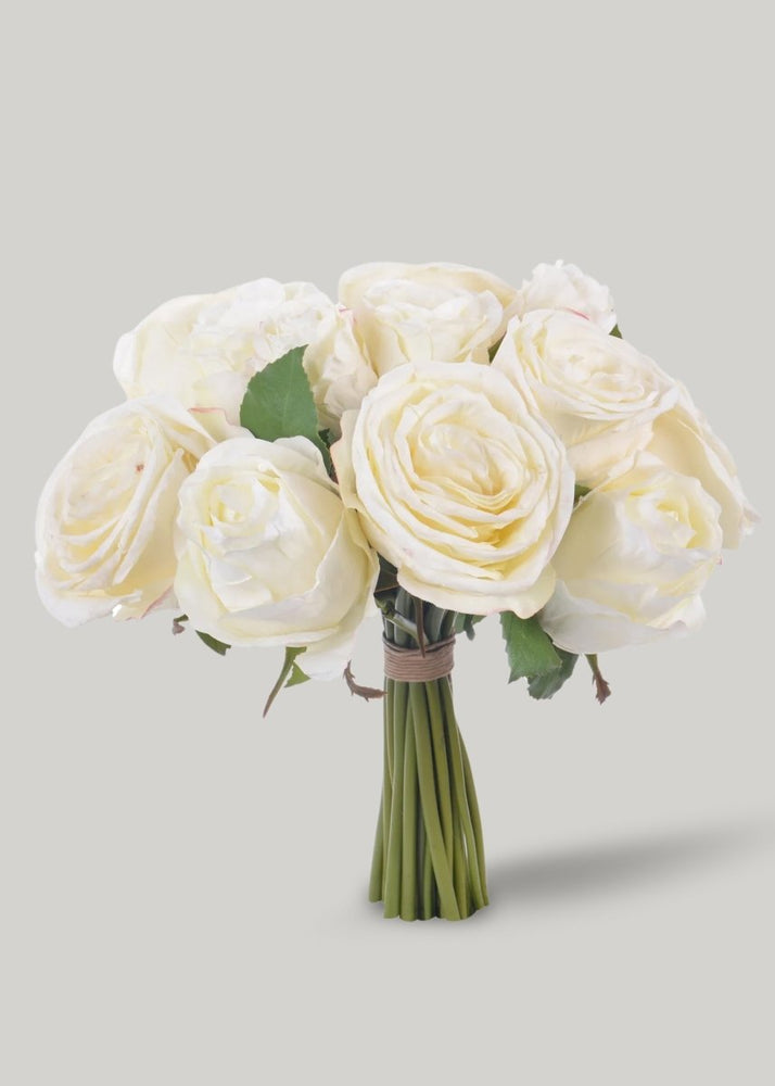 Afloral Faux - Ever Rose Bouquet in Cream White - 12" - lily & onyx