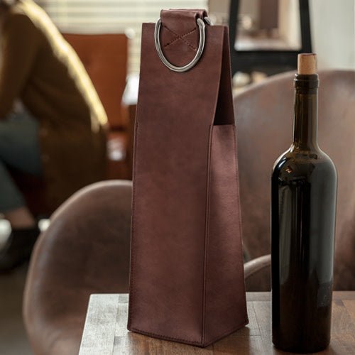 Viski Faux Leather Single - Bottle Wine Tote - lily & onyx