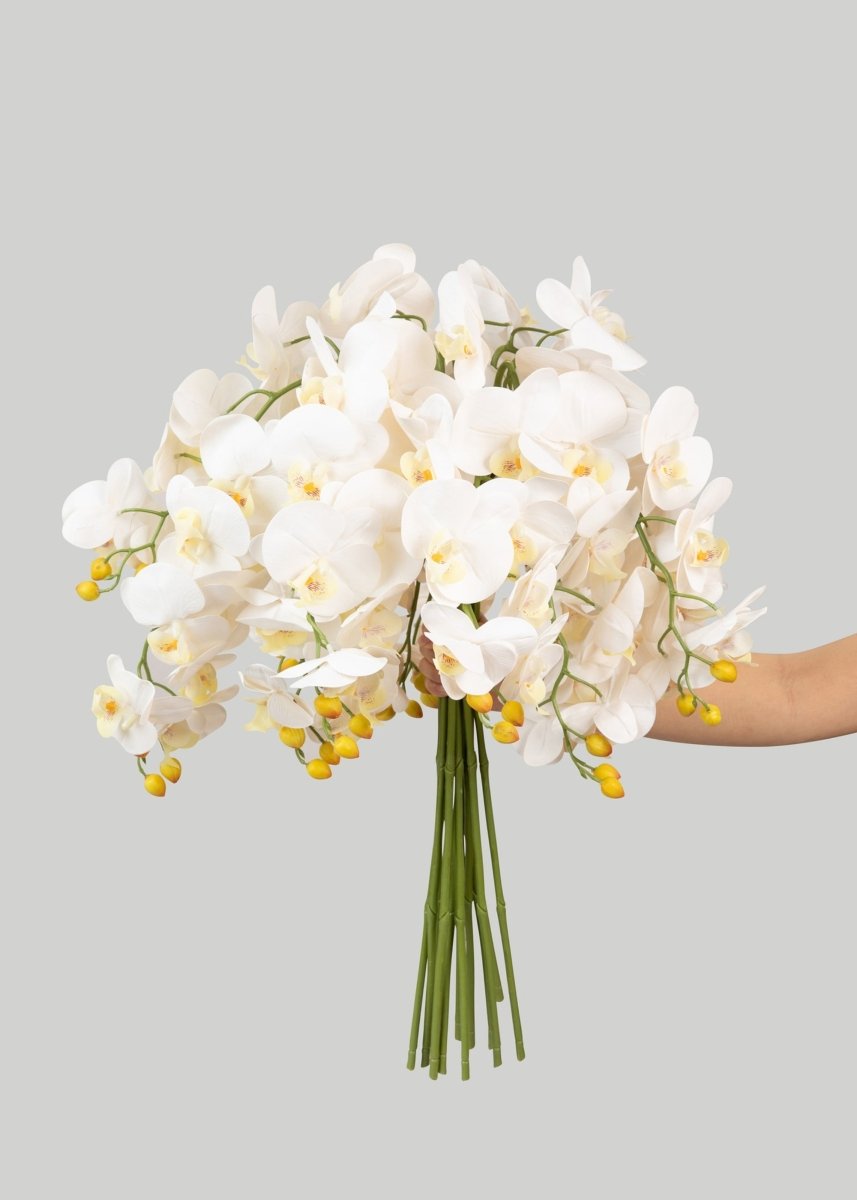 Afloral Faux Real Touch Orchid Stems in White - 36", Case of 48 - lily & onyx