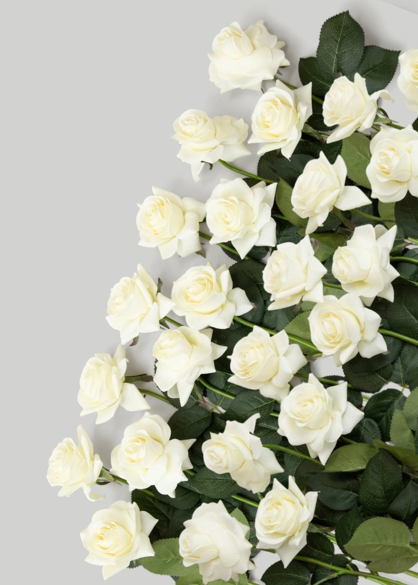 Afloral Faux Real Touch Rose Stems in Cream - 17", Case of 48 - lily & onyx