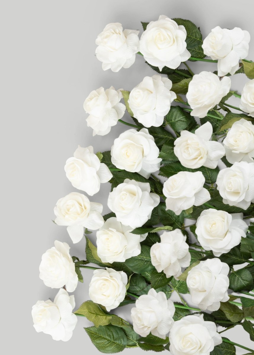 Afloral Faux Real Touch Rose Stems in Ivory - 17", Case of 48 - lily & onyx