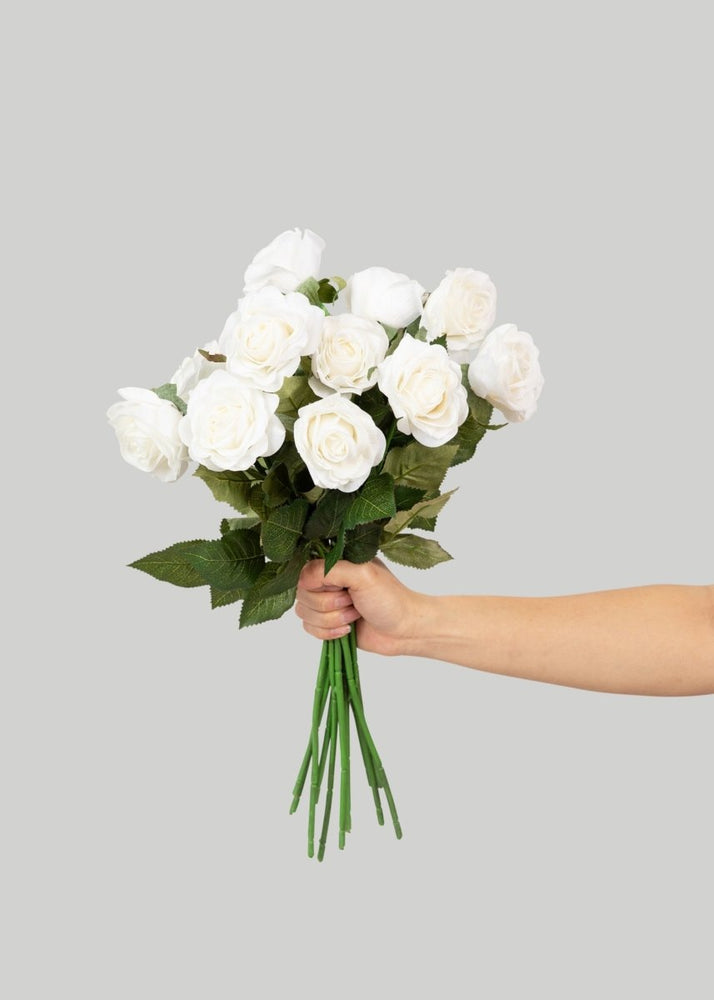 Afloral Faux Real Touch Rose Stems in Ivory - 17", Case of 48 - lily & onyx