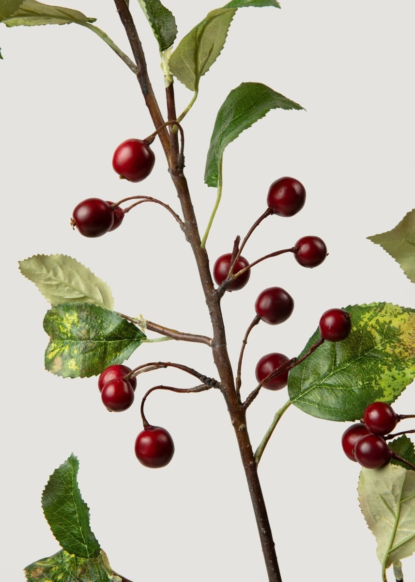 Afloral Faux Red Crabapple Berry Branch - 35