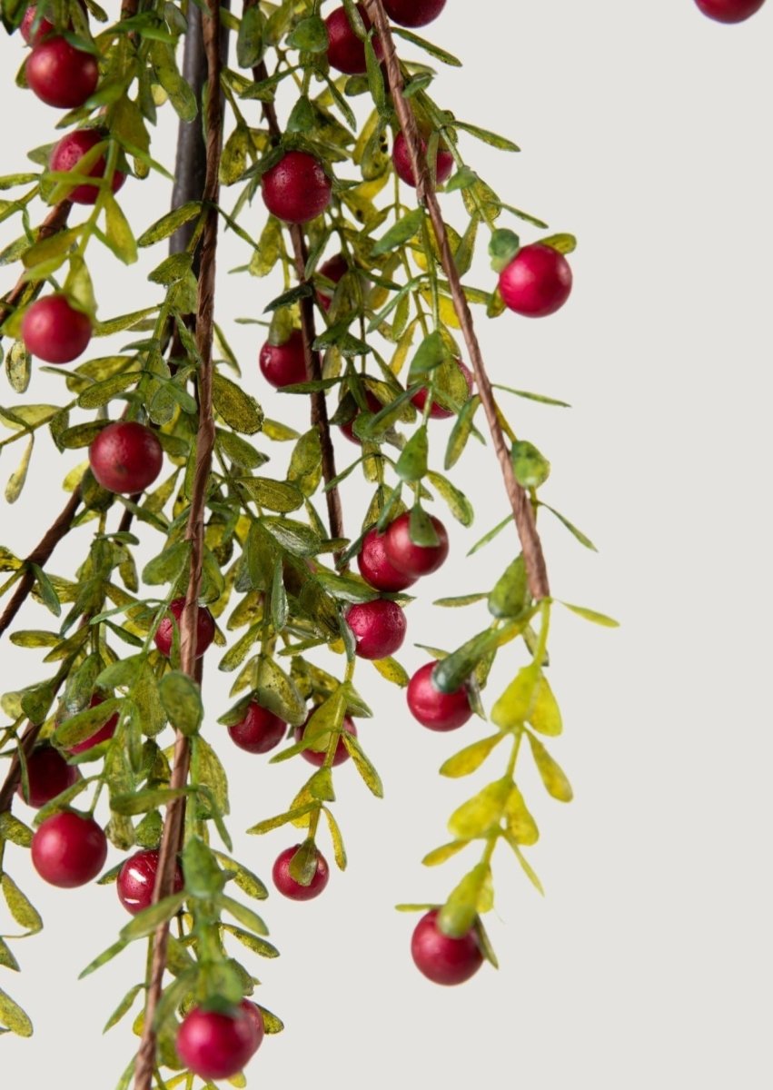 Afloral Faux Red Cranberry and Leaf Christmas Garland - 48