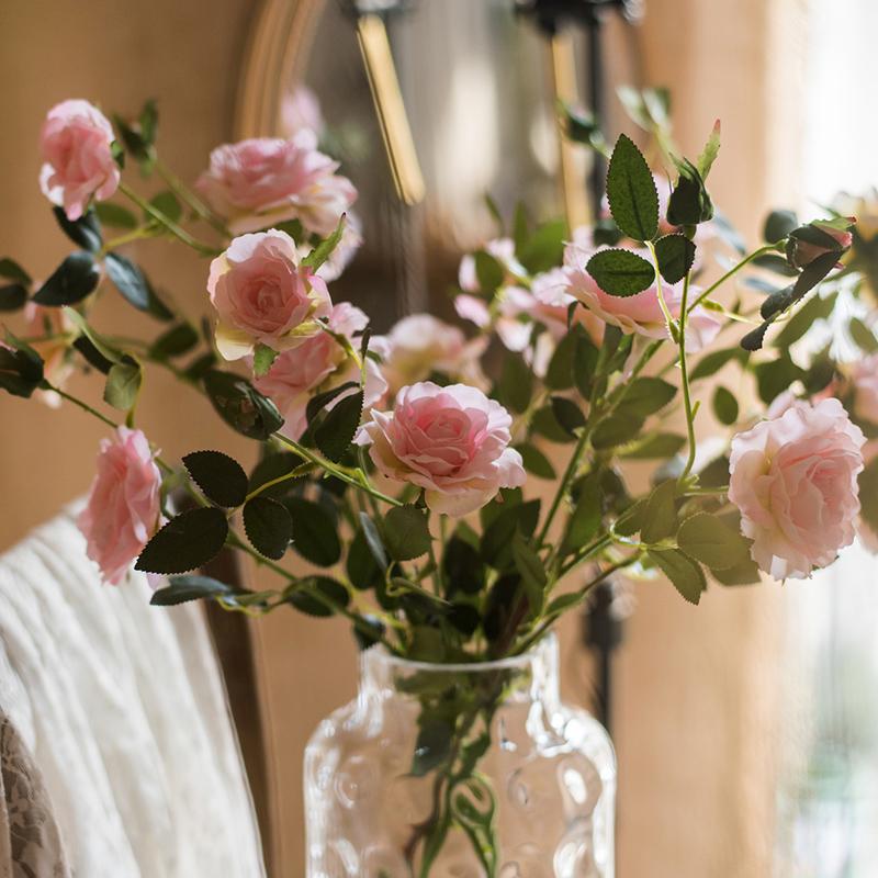 Rustic Reach Faux Silk Real Touch Blooming Rose Stem in Pink 25" Tall