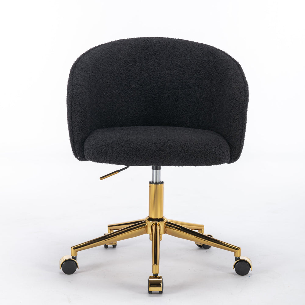 
                      
                        Black Teddy Modern Desk Chair with Gold Rolling Base
                      
                    