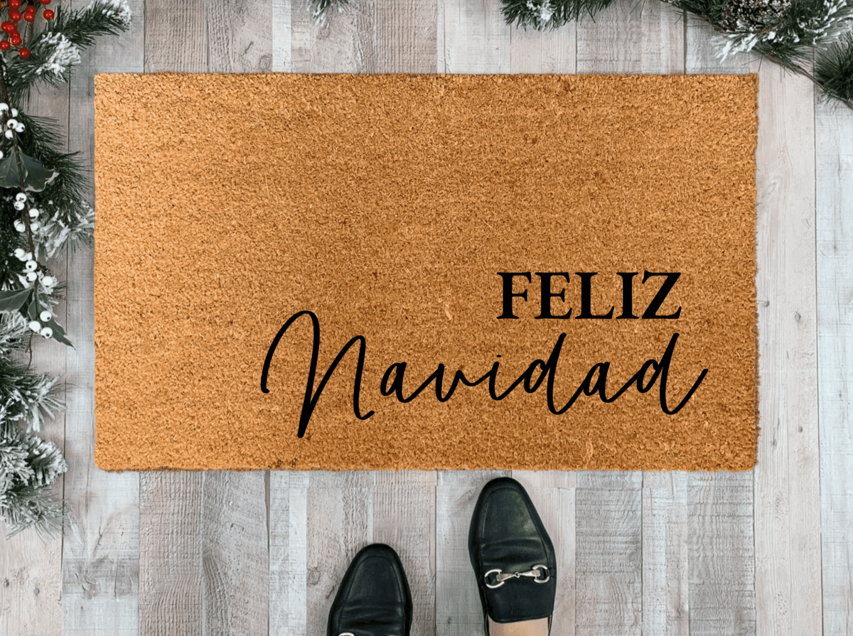 Nickel Designs Custom Doormats Feliz Navidad Christmas Doormat