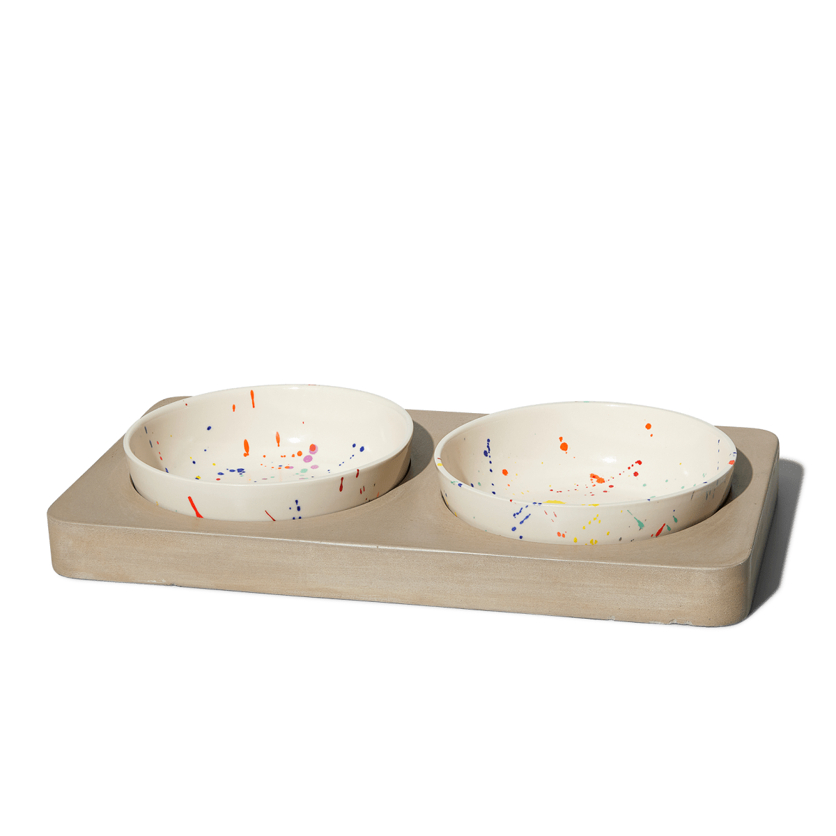 Felt+Fat Large Pet Feeder Bowl Set in Confetti