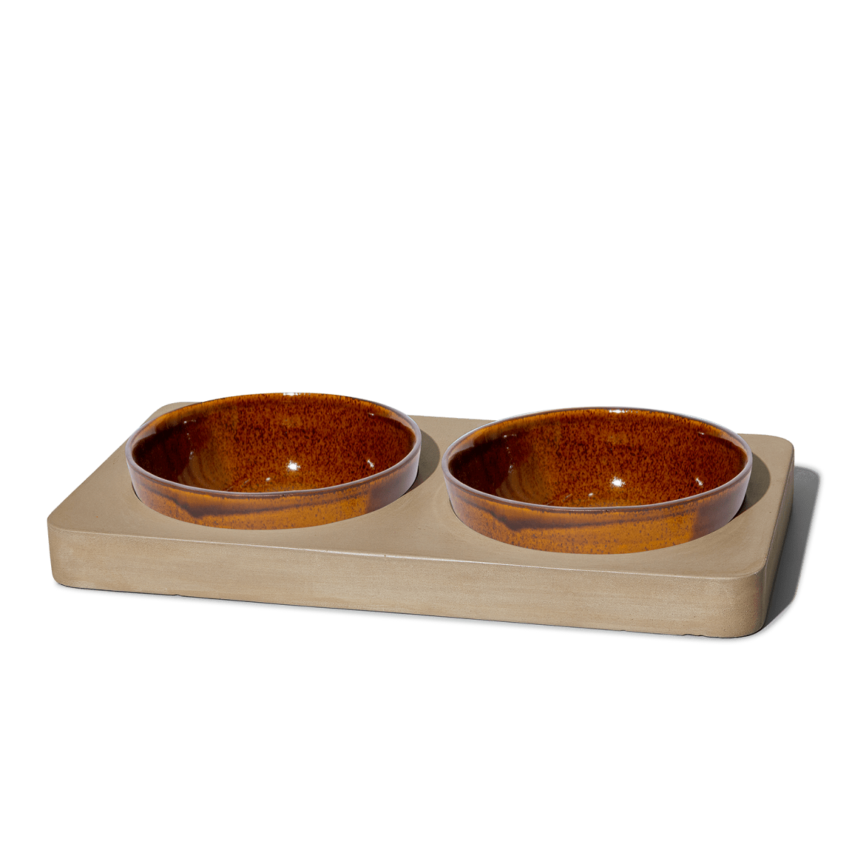 Felt+Fat Large Pet Feeder Bowl Set in Tenmoku