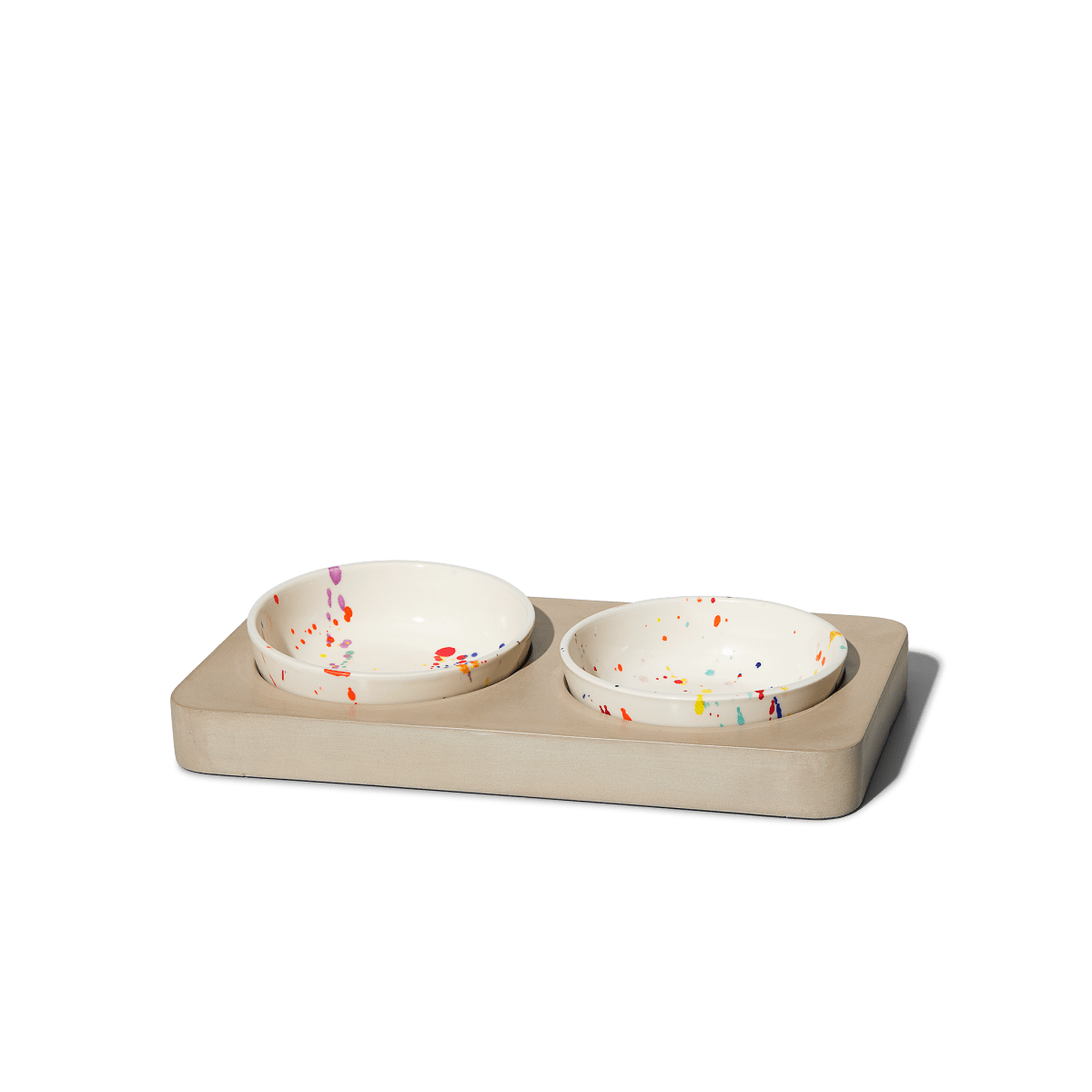 Felt+Fat Small Pet Feeder Bowl Set in Confetti