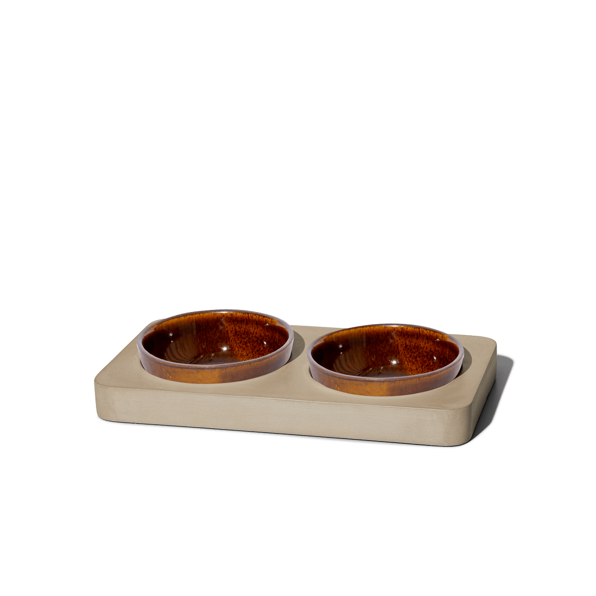 Felt+Fat Small Pet Feeder Bowl Set in Tenmoku