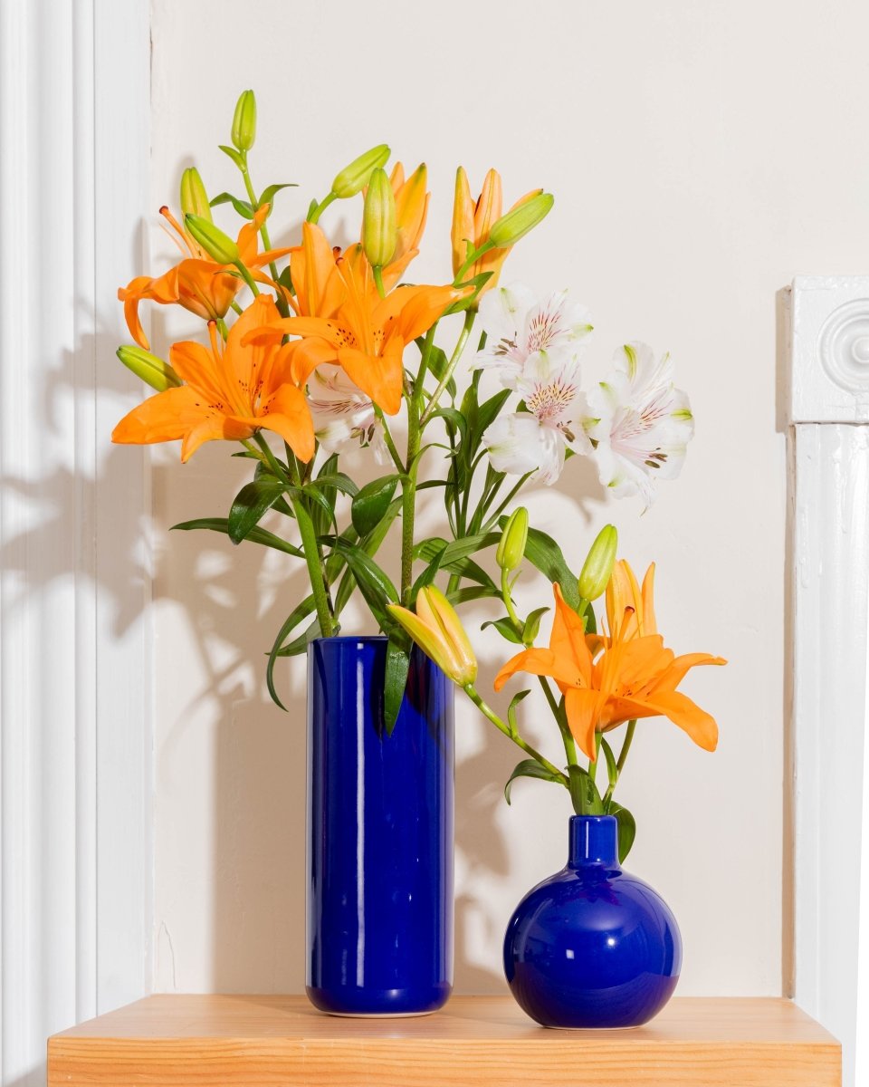 Felt+Fat Tall Ceramic Vase in Azul