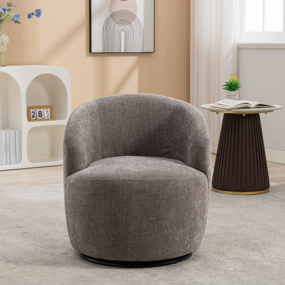 
                      
                        Chenille Swivel Accent Barrel Armchair, Gray
                      
                    
