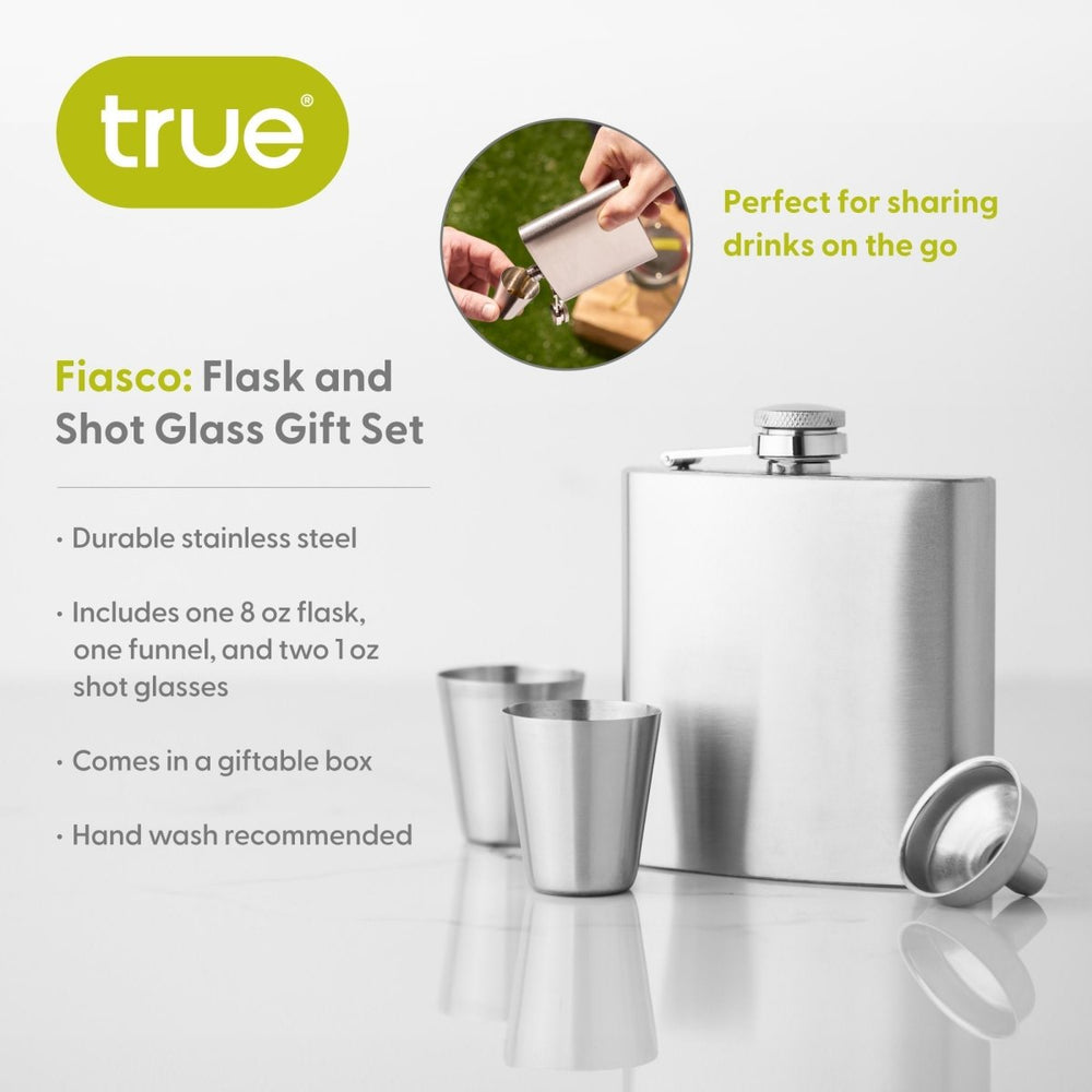 
                      
                        True Fiasco Stainless Steel Flask & Shot Glass Set
                      
                    