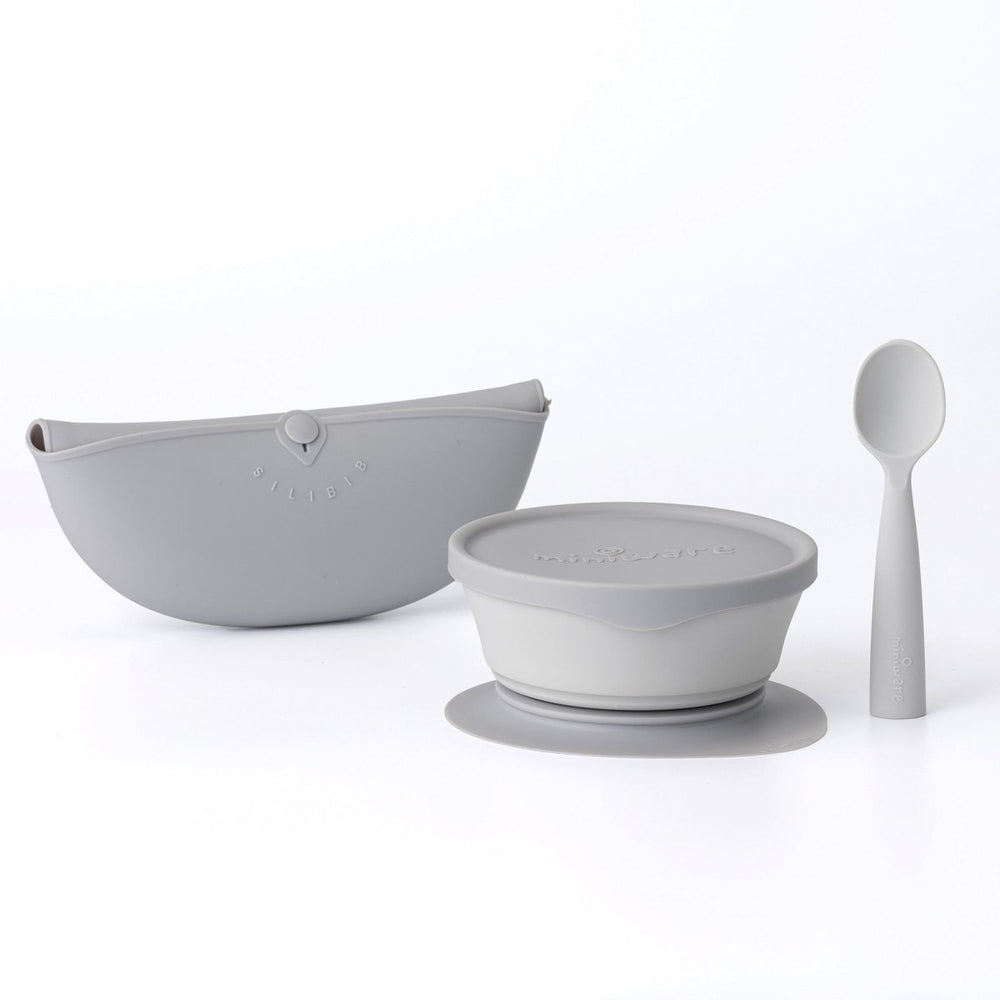 Miniware First Bites Deluxe Self - Feeding Set - Dove Grey - lily & onyx