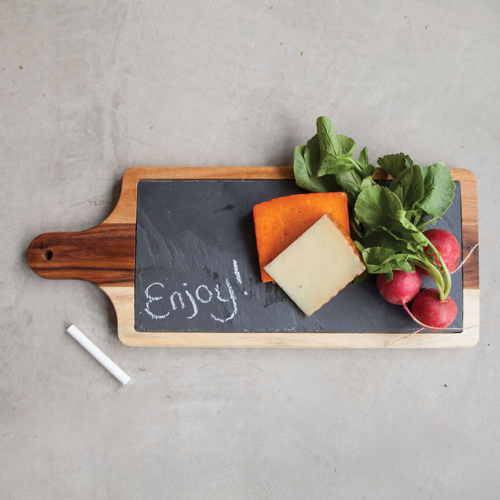Slate and Wood Paddle Serving Board