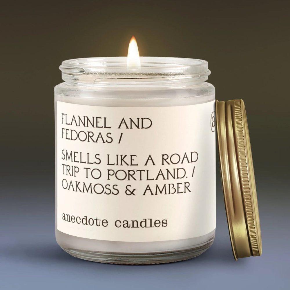 Anecdote Candles Flannel & Fedoras Candle - lily & onyx