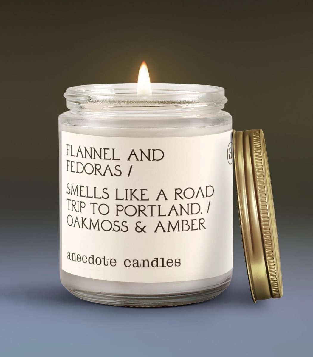 Anecdote Candles Flannel & Fedoras Candle - lily & onyx