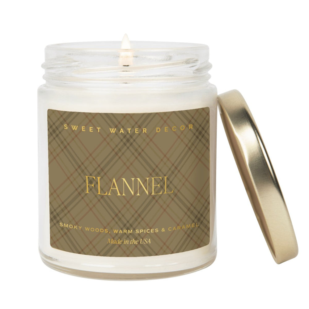 Sweet Water Decor Flannel Soy Candle | 9oz. Clear Jar - lily & onyx