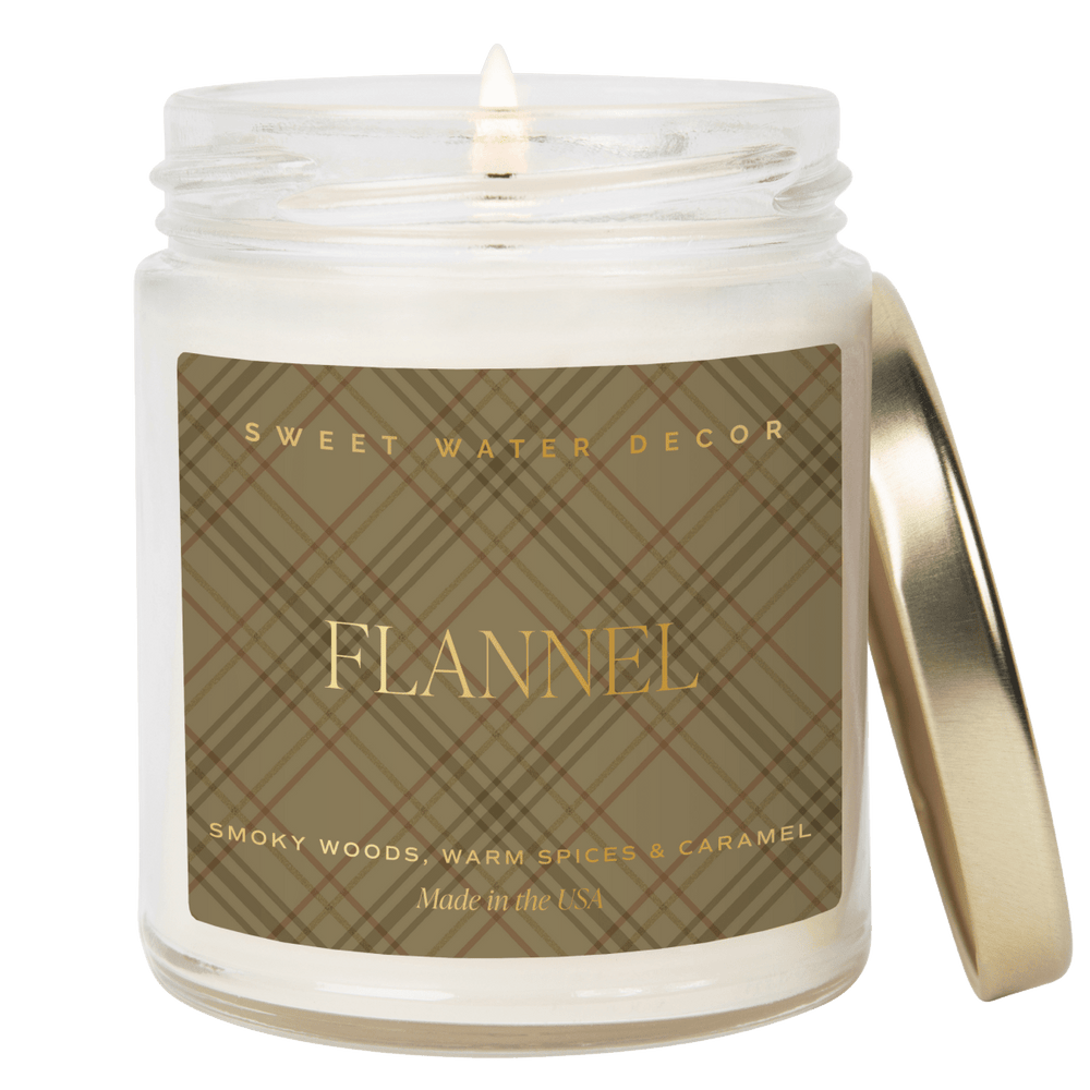 Sweet Water Decor Flannel Soy Candle | 9oz. Clear Jar - lily & onyx