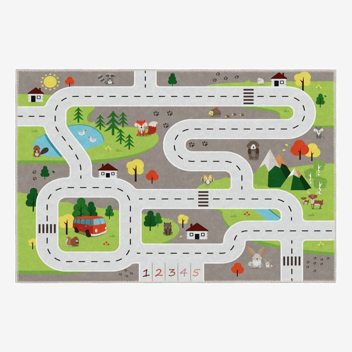 FLASHRUG Absida Washable Woodland Road Area Rug