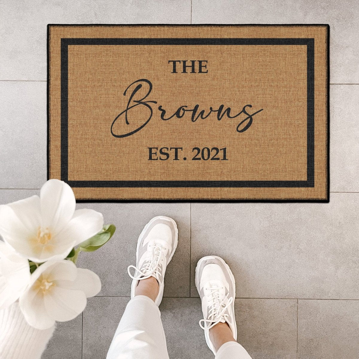 FLASHRUG Customizable Washable Family Name & Date Doormat