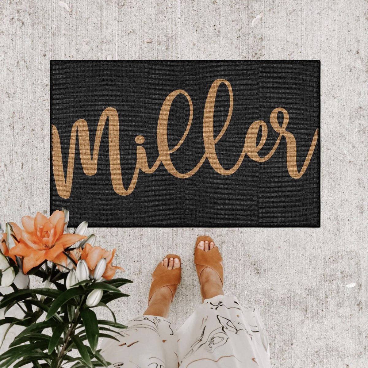 FLASHRUG Customizable Washable Large Script Name Doormat