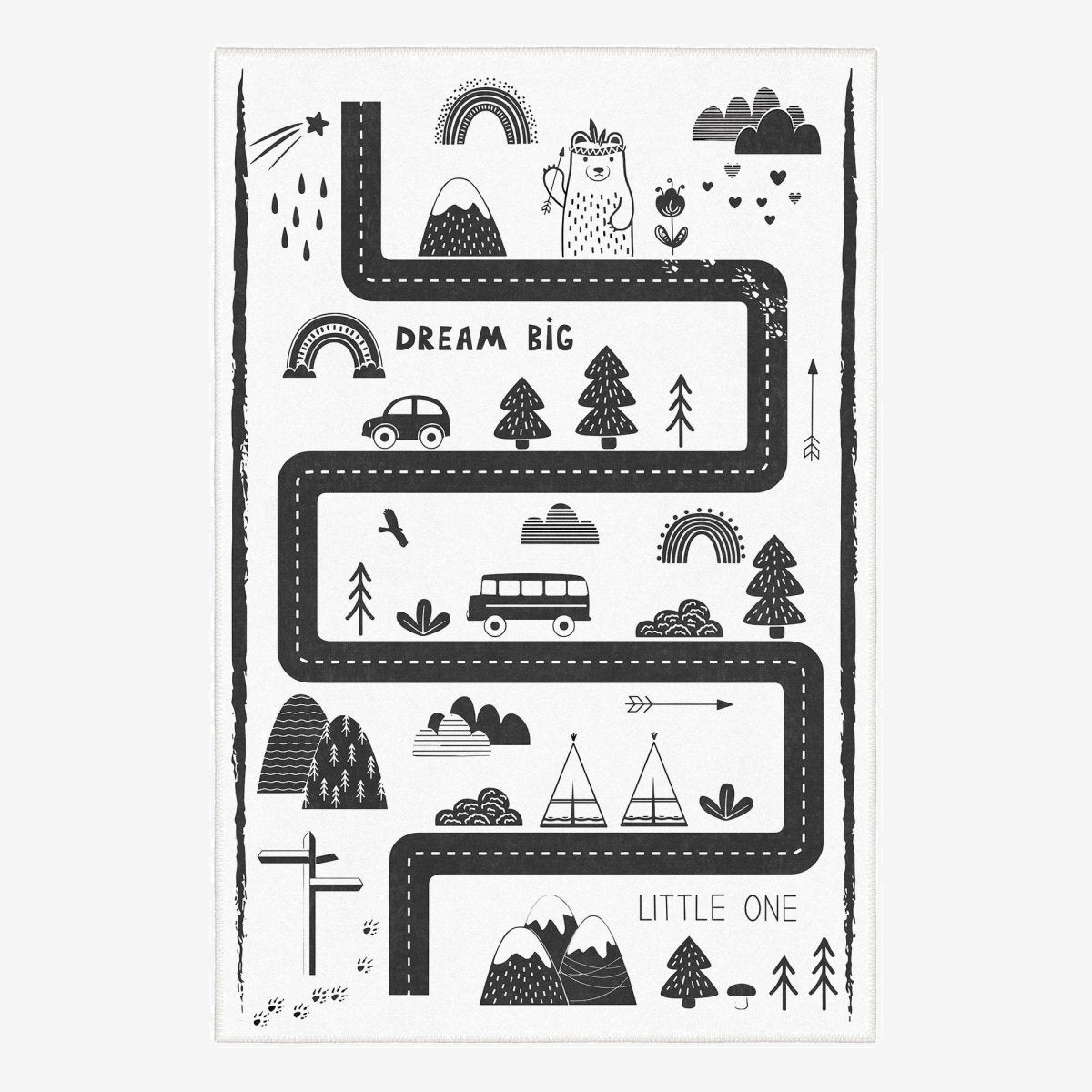 FLASHRUG Polka Washable Kids Road Area Rug