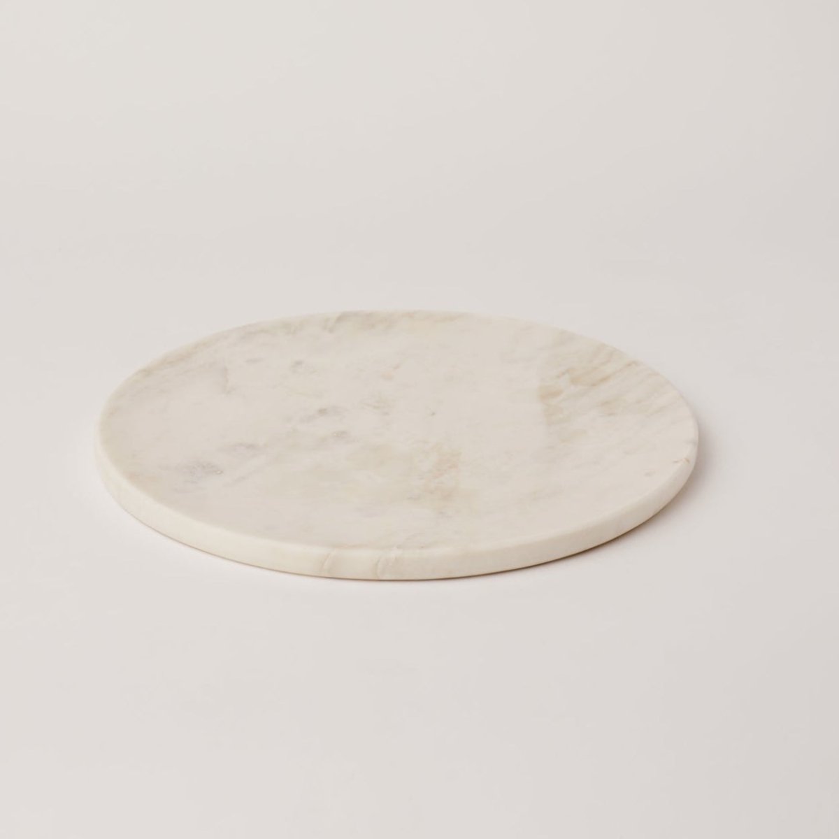 Fleck Hand - Carved White Marble Serving Platter, 12.75" Round