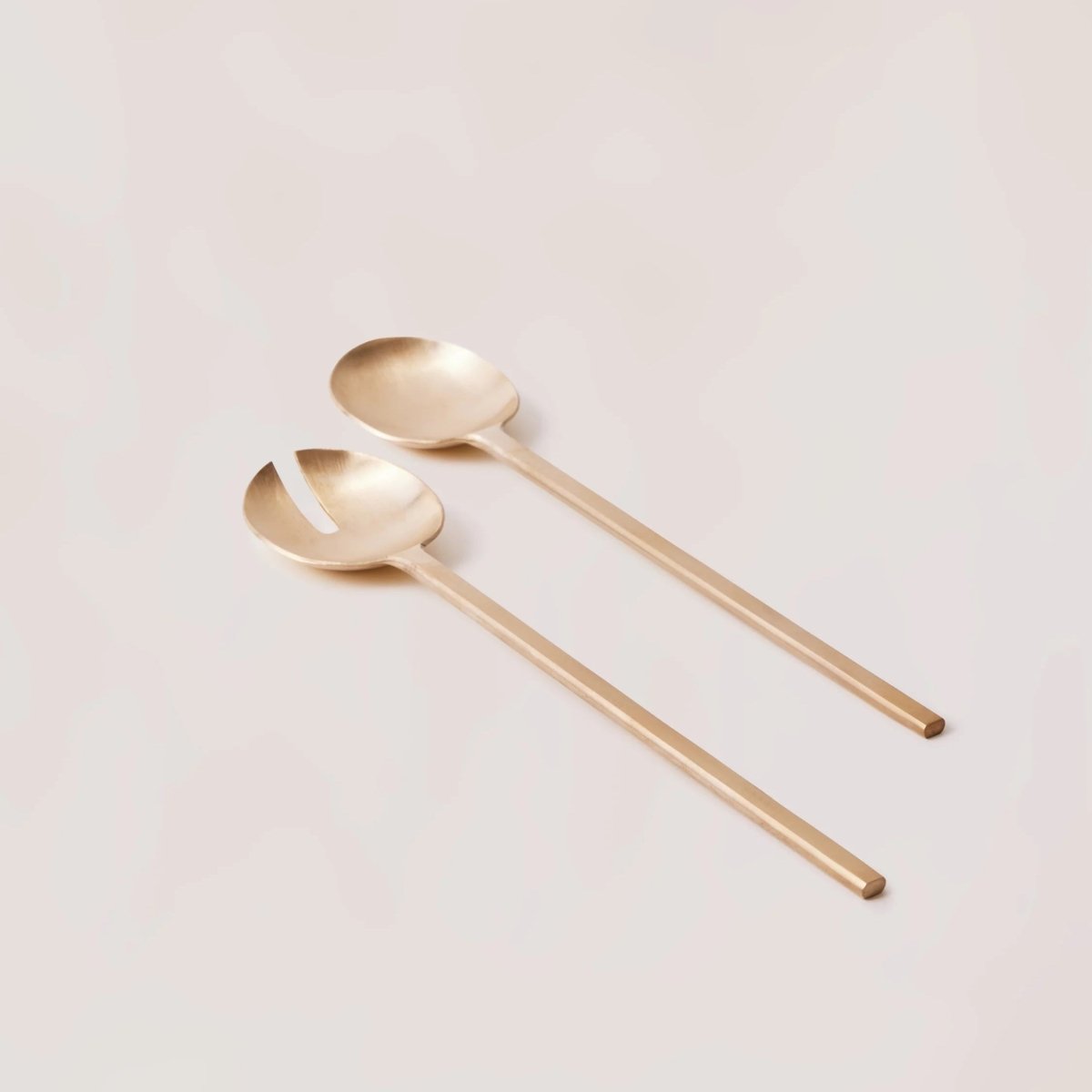 Fleck Luxe Pure Brass Salad Servers | Artisan Serving Fork Set