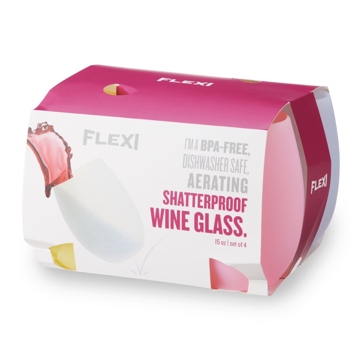 True Flexi Aerating Silicone Wine Cups in Assorted Colors, Set of 4