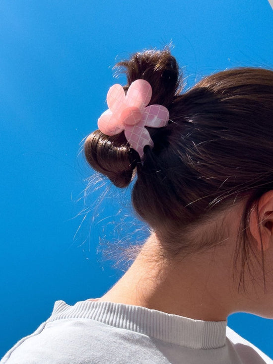 Denim & Daisy Flower Hair Claw Clip | Pink Tile - lily & onyx