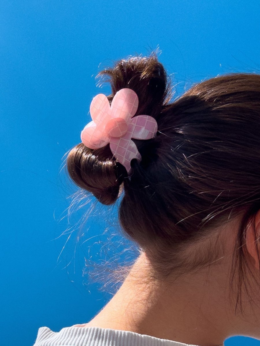 Denim & Daisy Flower Hair Claw Clip | Pink Tile - lily & onyx