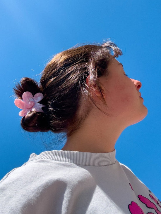 Denim & Daisy Flower Hair Claw Clip | Pink Tile - lily & onyx